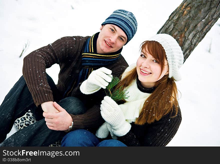 Couple in love in forest