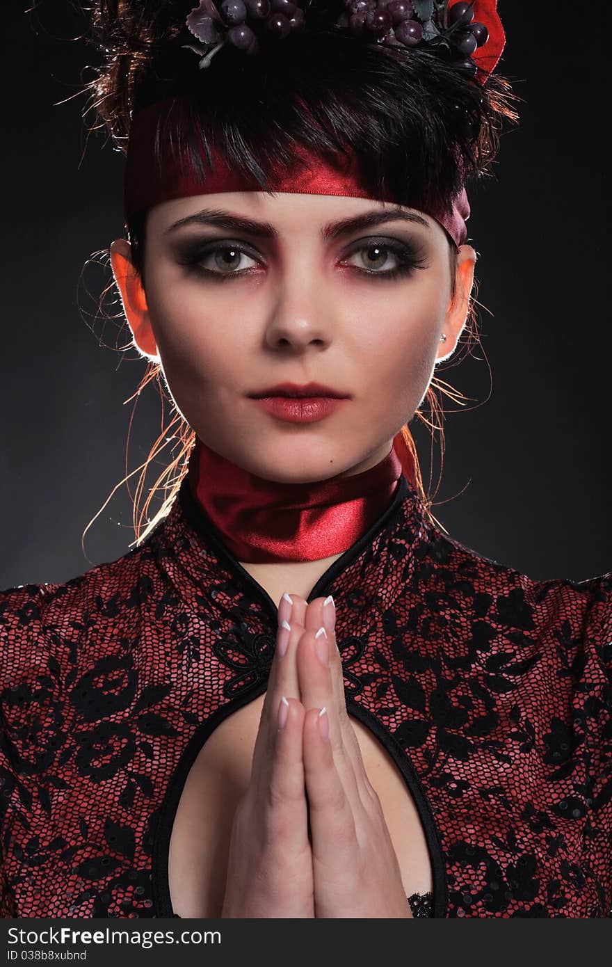 Gorgeous Woman In Japanese Style Clothing