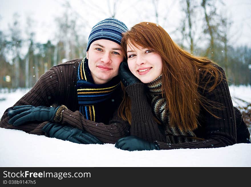 Couple in love in forest