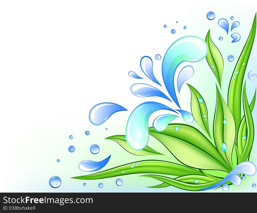 Vector of nature background with water drops