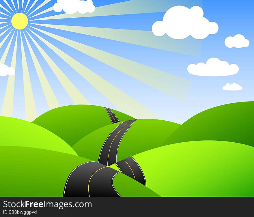 Vector of country road landscape