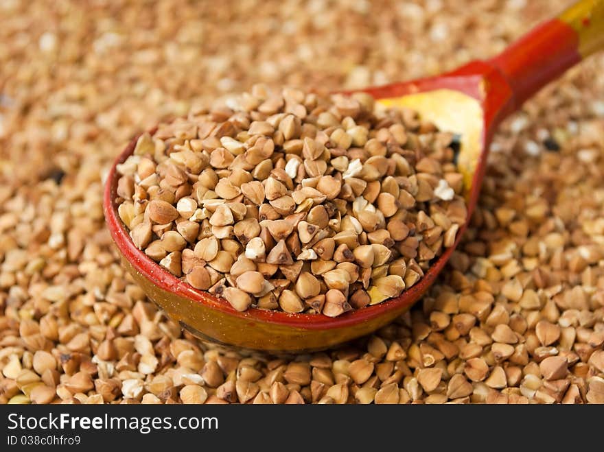 Buckwheat in hohloma spoon