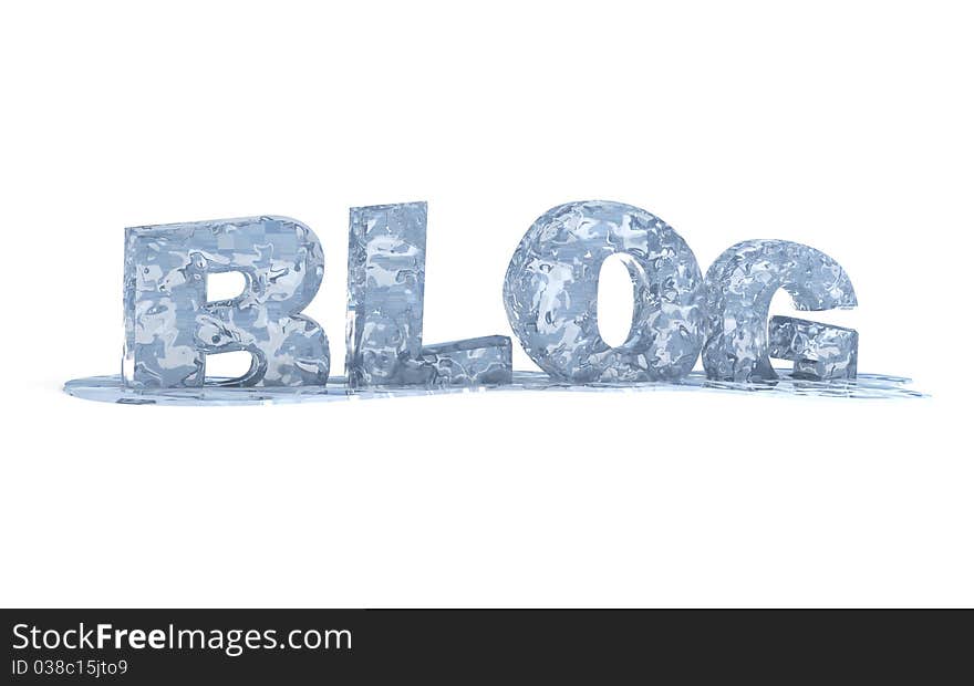 3d rendered image of a frozen, melting blog sign. 3d rendered image of a frozen, melting blog sign