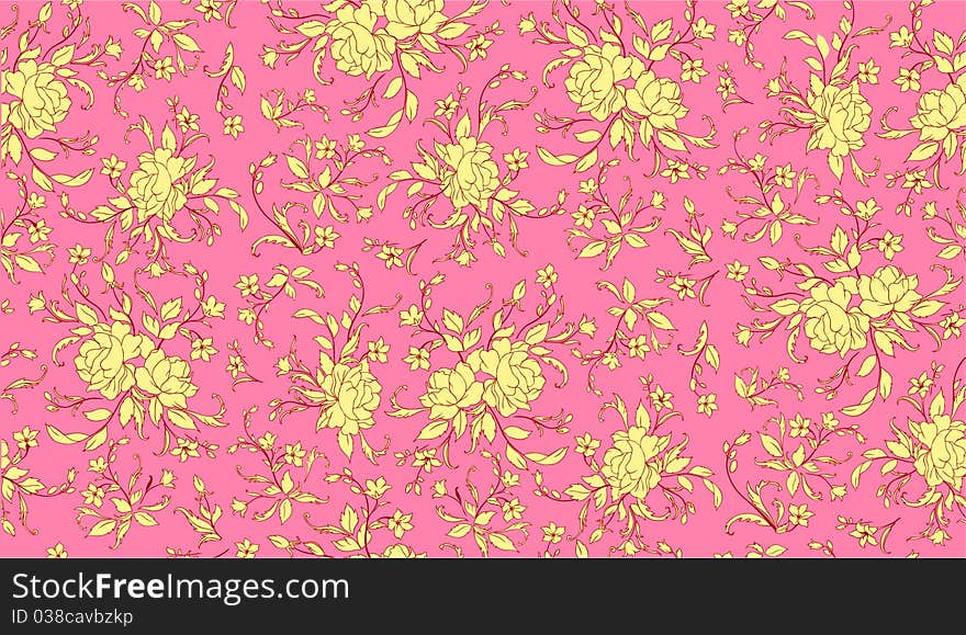 Vector Illuctration of floral pattern on the pink background.