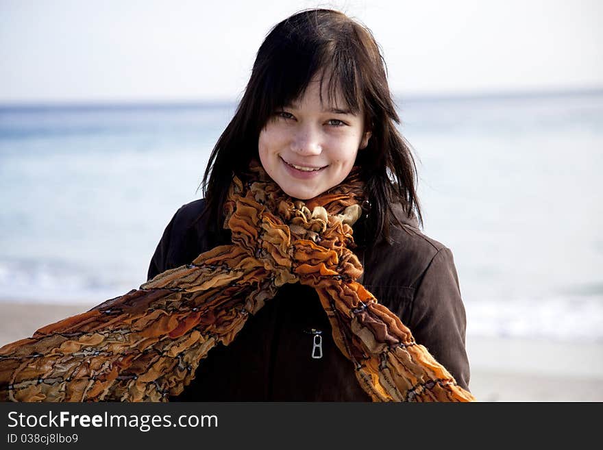 Funny girl at the beach.