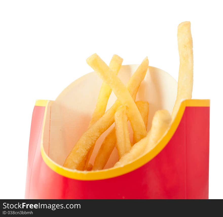 French fries on a white background