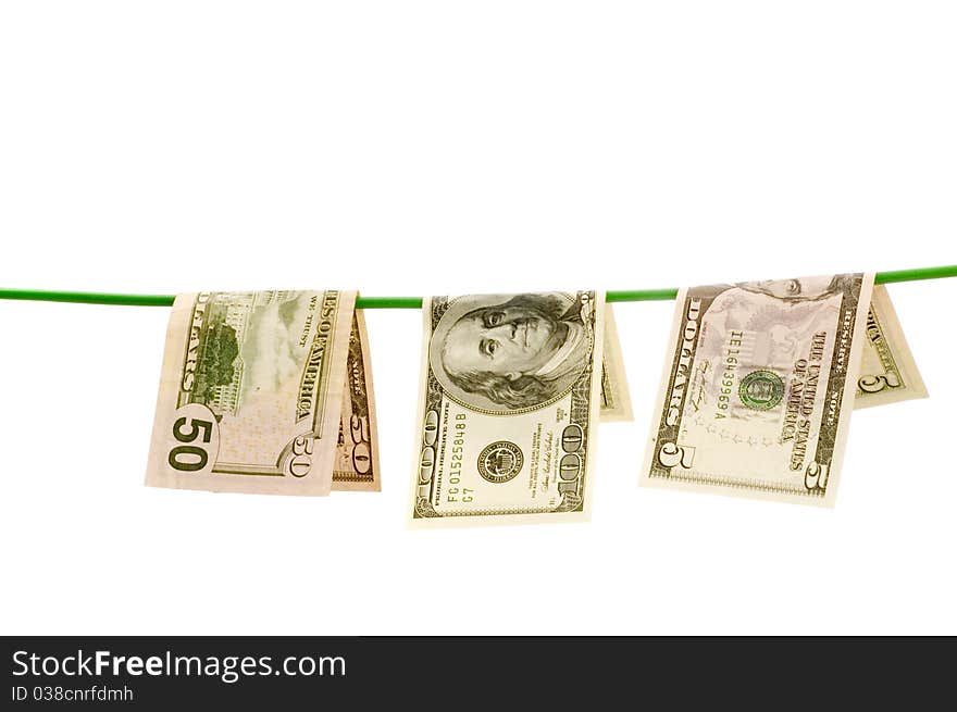 Washing money isolated on white background