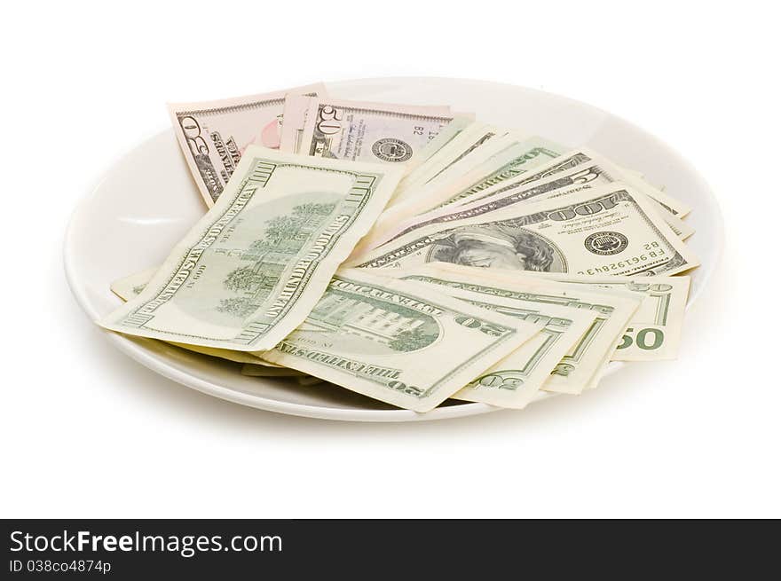 Creative money food isolated on white background