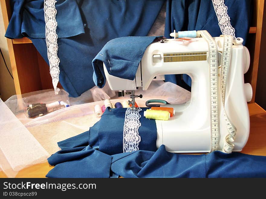 The sewing machine and fabric