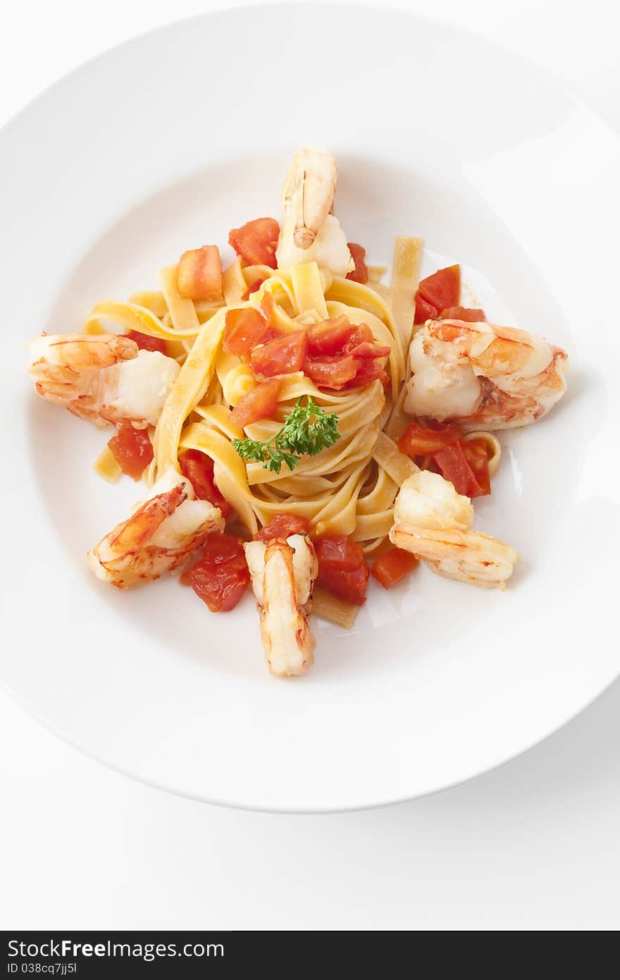 King prawns with italian pasta