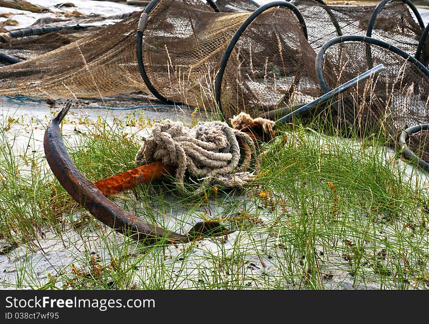 Old fishing anchors