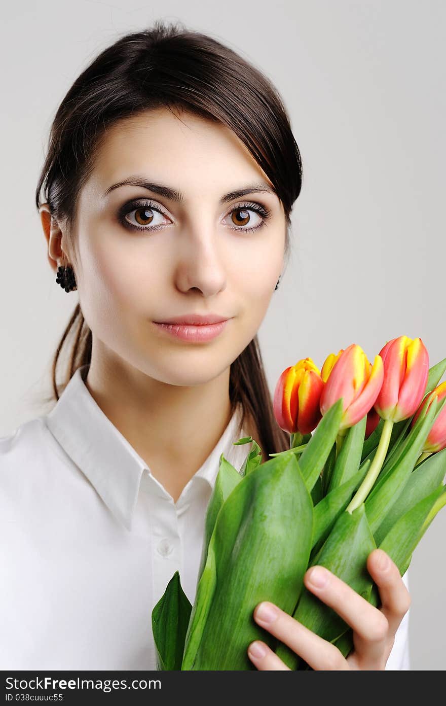 Woman With Tulips