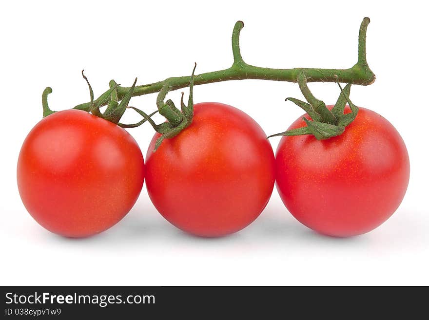 Fresh red tomatoes isolated on white background