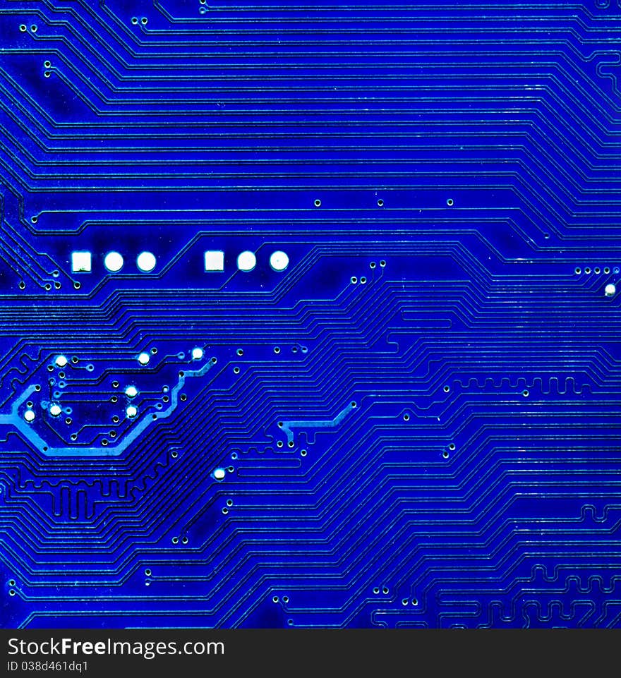 Computer circuit board in cold blue. Computer circuit board in cold blue