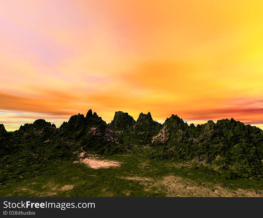 Mountains at sundown