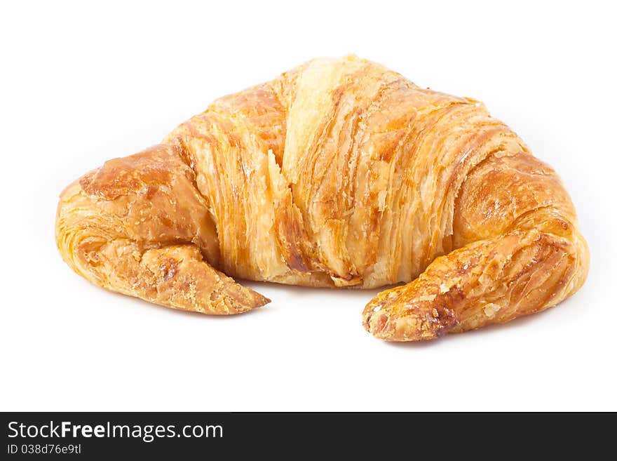 Croissant bread on white background