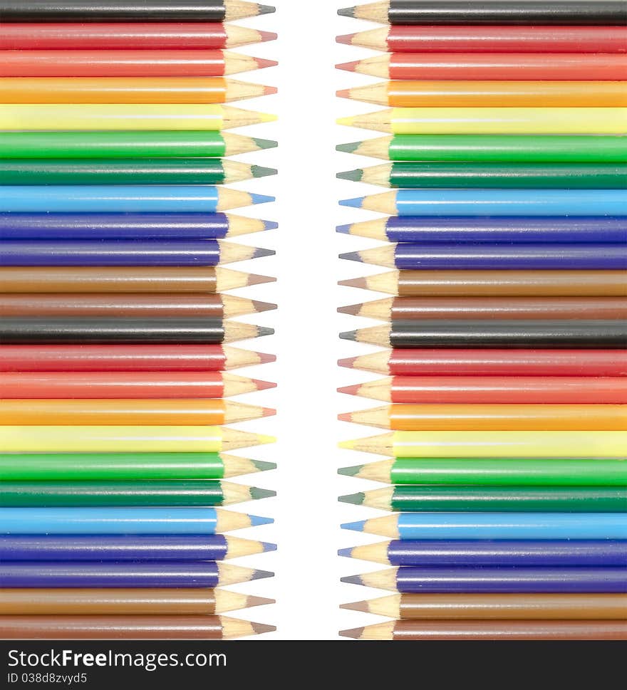 Colored pencils isolated on white