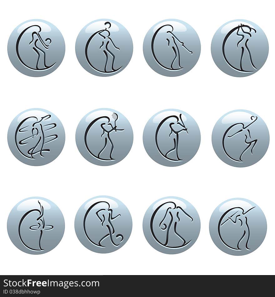 Set of athletics icons vector