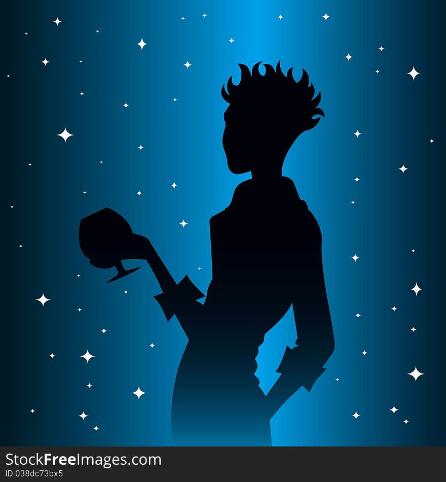 Woman drinking silhouette background vector