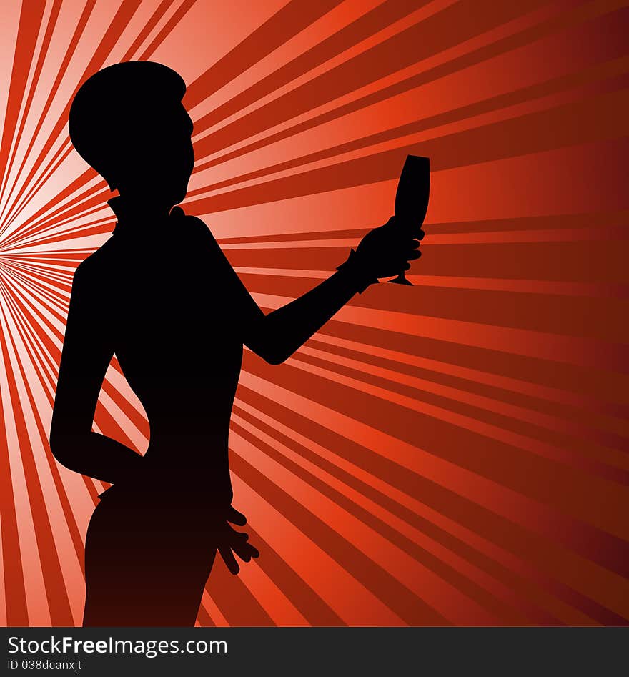 Woman drinking silhouette background  vector