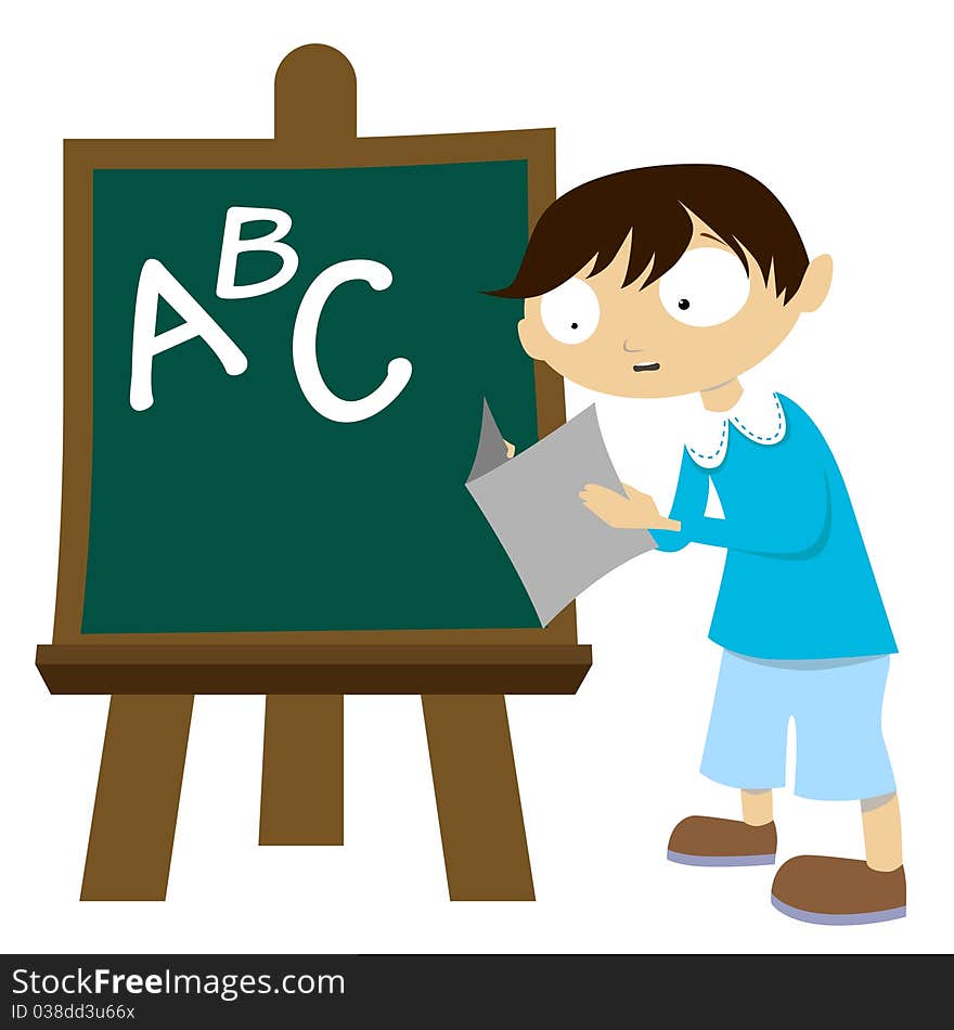 Student with chalkboard background vector