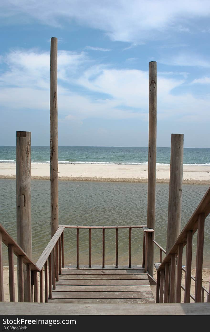 Old bridge into the sea. Old bridge into the sea