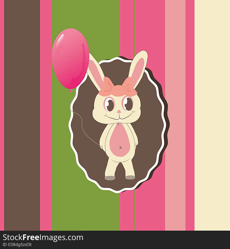 Greeting card with cute bunny