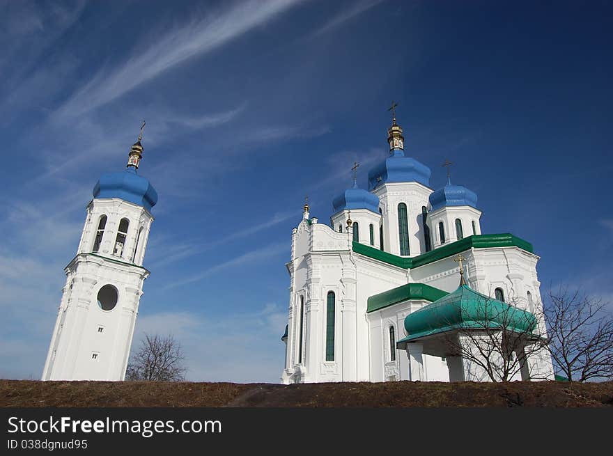 Bell tower. Russian orthodox church in Kiev, Ukraine