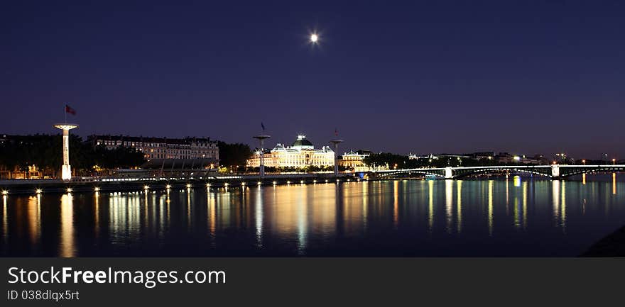 Panoramic vu of Lyon by night