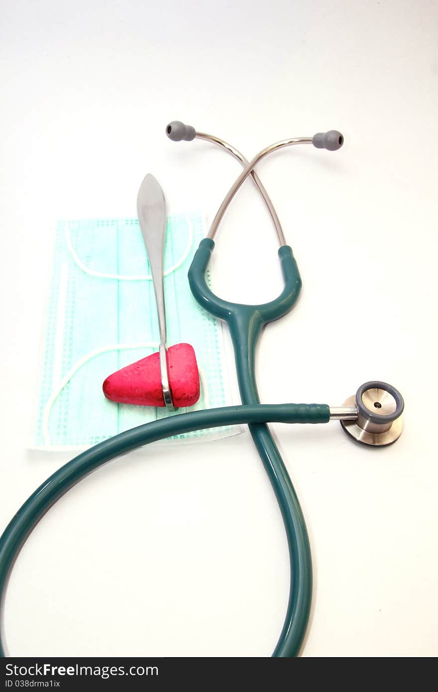 Blue stethoscope on white background. Blue stethoscope on white background