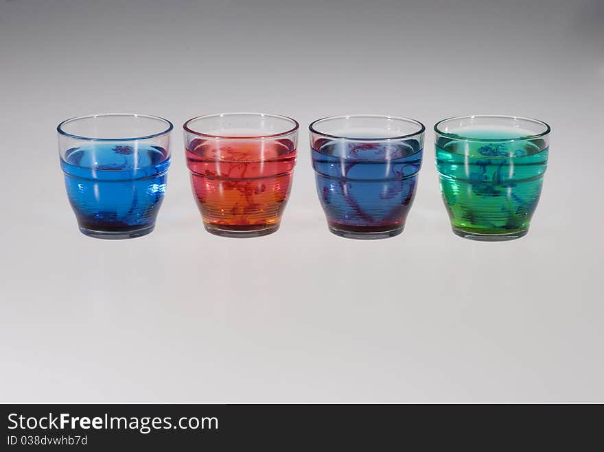 Colored glasses with differents liquid