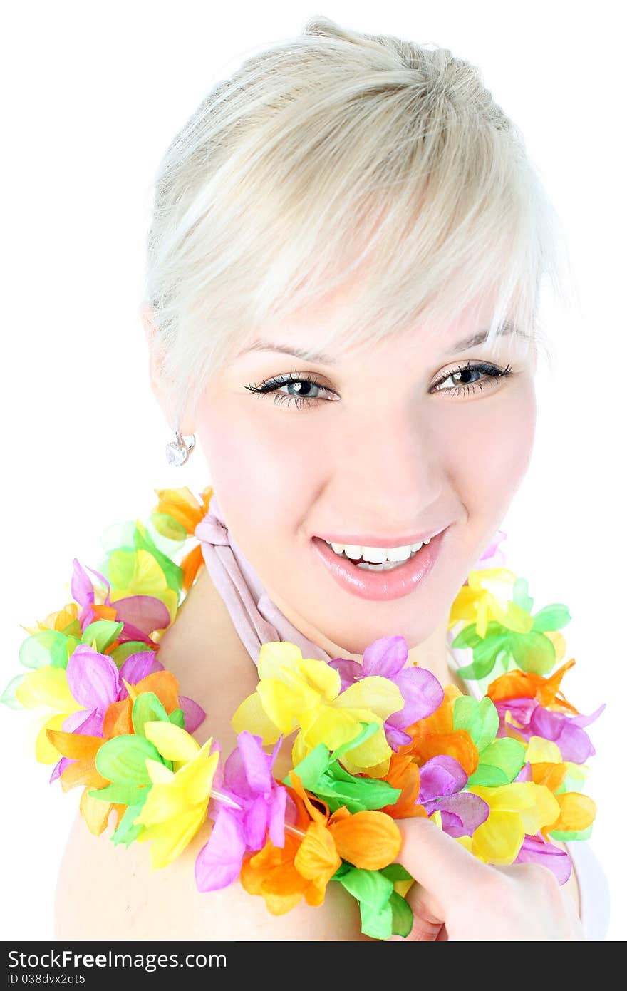 Girl in colors hawaiian flower. Girl in colors hawaiian flower