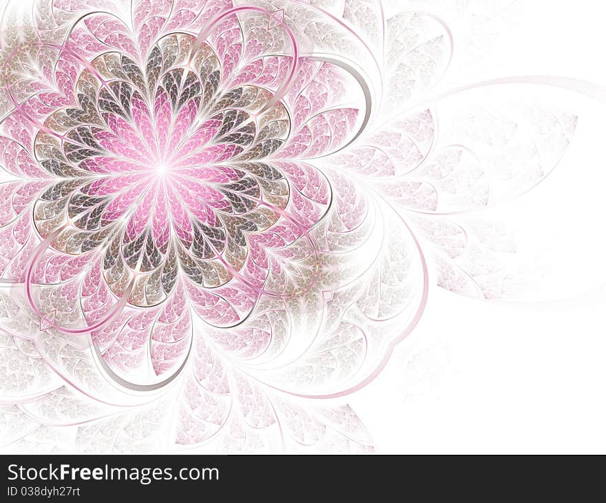 Sweet pink fractal flower, romantic modern design. Sweet pink fractal flower, romantic modern design