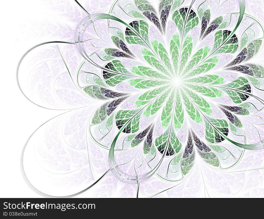 Abstract fractal spring blossom on white background