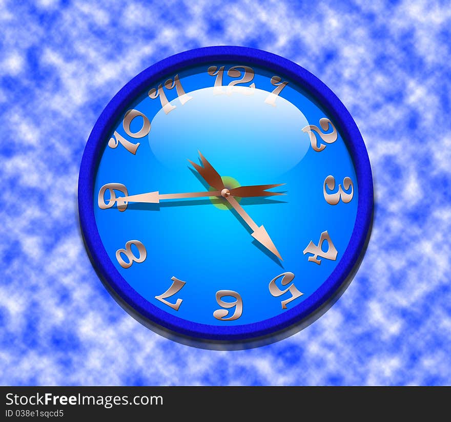 A vector illustration of a blue office clock. A vector illustration of a blue office clock.