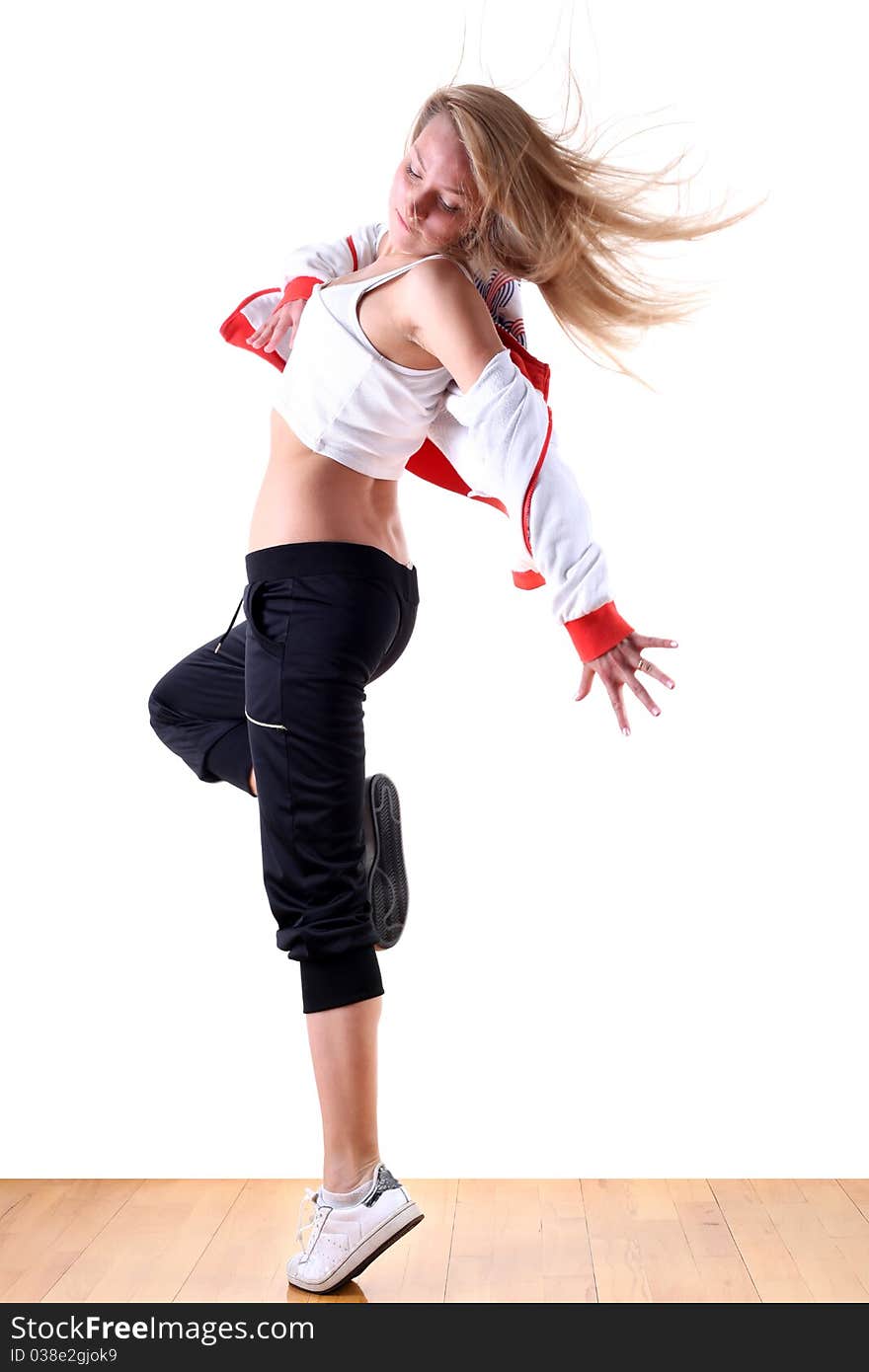 Woman modern dancer in ballroom