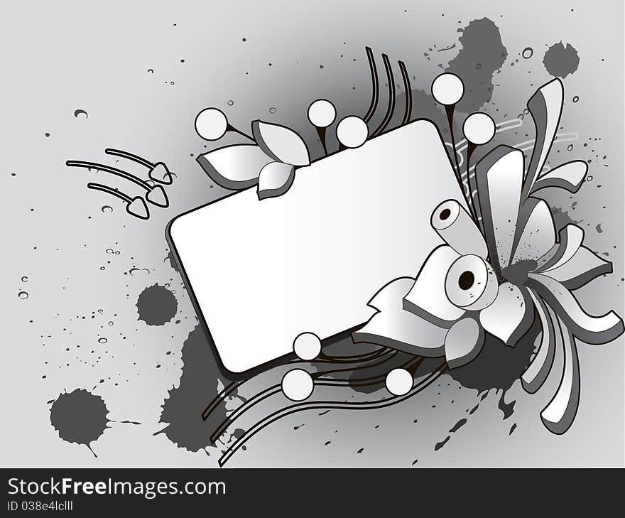 Monochrome grunge frame, vector illustration