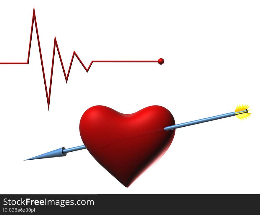 Valentine heart pulse with arrow. Valentine heart pulse with arrow