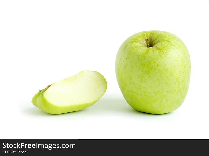 Fresh green apple isolated on a white