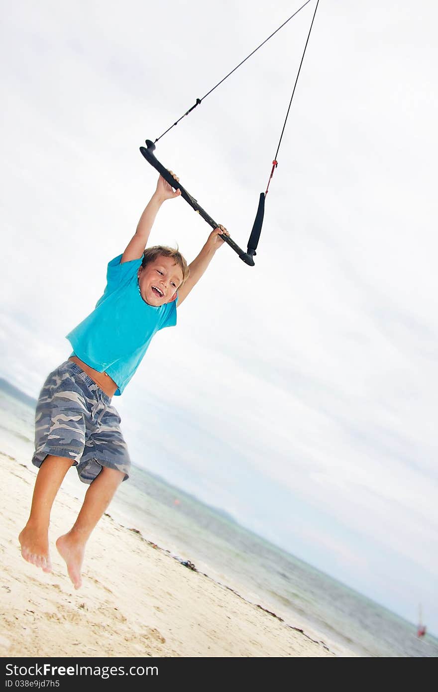 Child on sky background