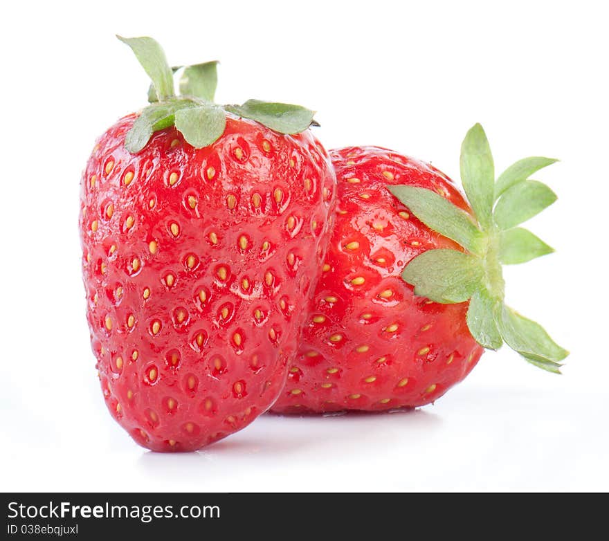 Two strawberries isolated on white