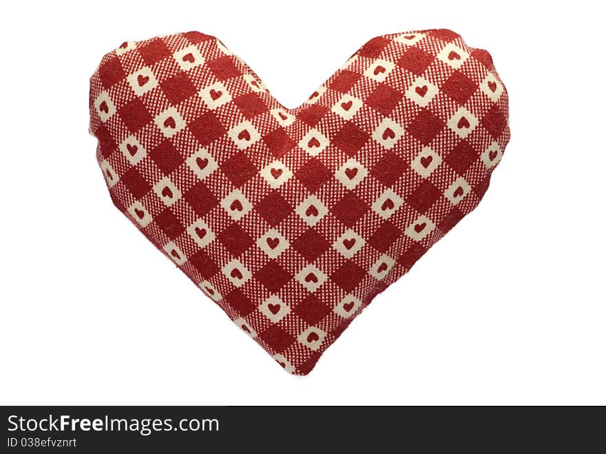 Stuffed gingham heart with a red pattern