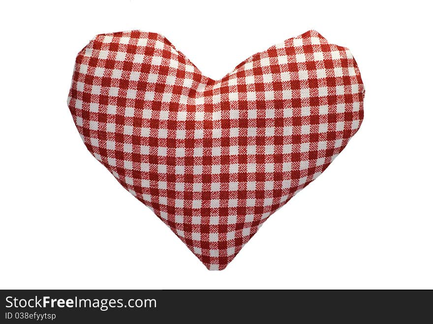 Stuffed gingham heart with a red pattern