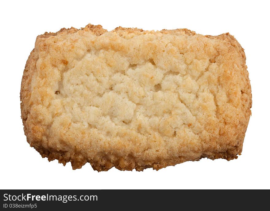 Square coconut cookie isolated on white background. Clipping path included. Square coconut cookie isolated on white background. Clipping path included.