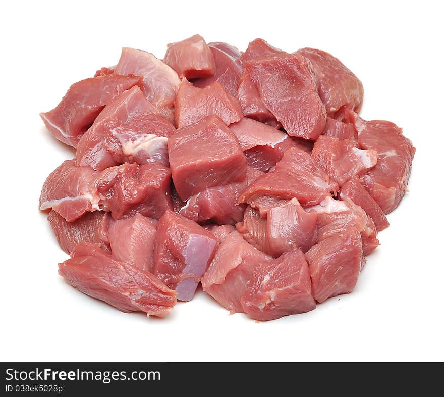 Raw fresh meat sliced in cube