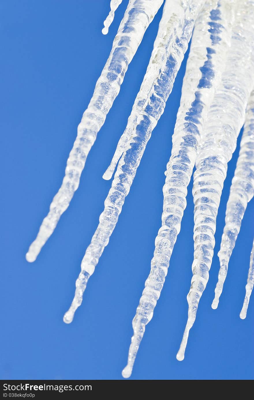 Icicles Against Deep Blue Sky