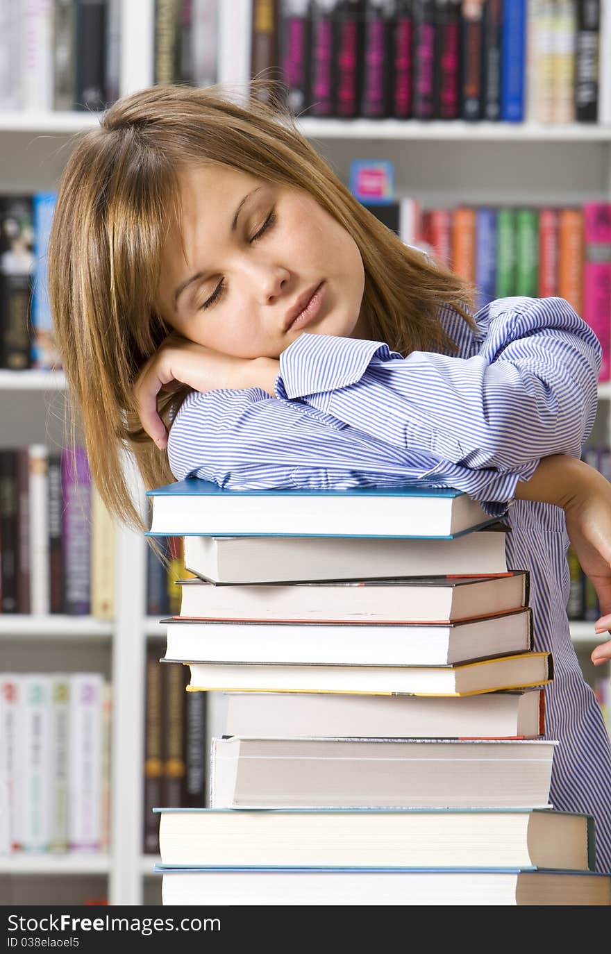 Student in the library