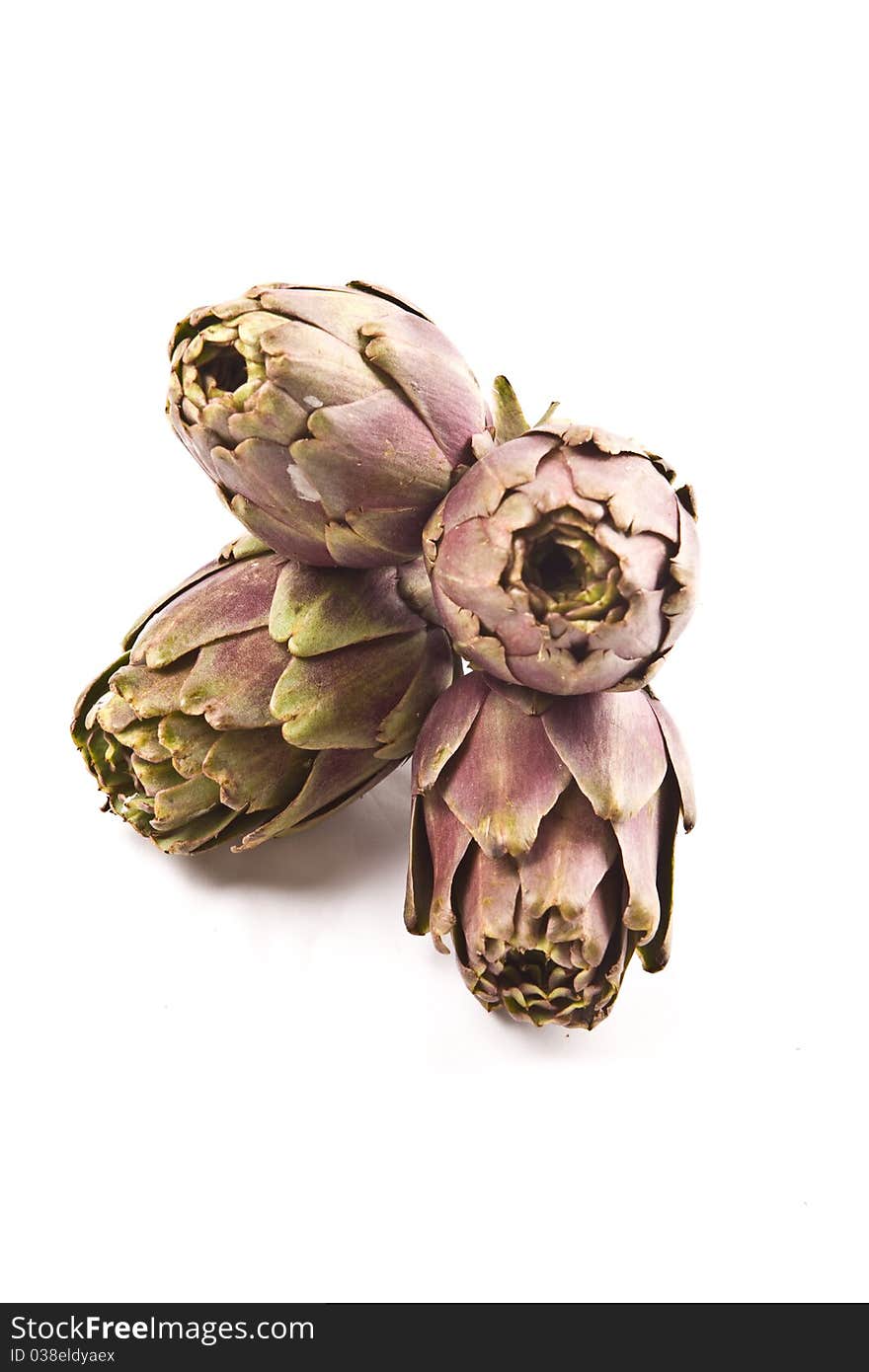 Artichokes on white isolated background. Artichokes on white isolated background