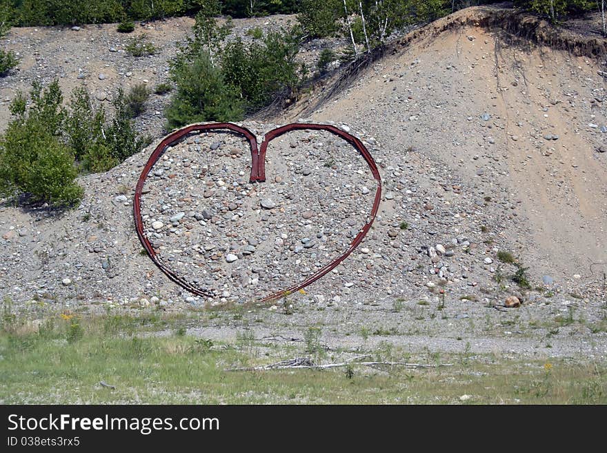 Heart on hillside