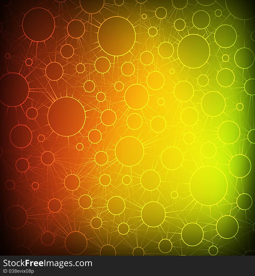 Colorful background which shows a circle connected by lines. Colorful background which shows a circle connected by lines